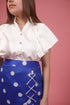 Blue Polka Skirt With Ruffle White Top